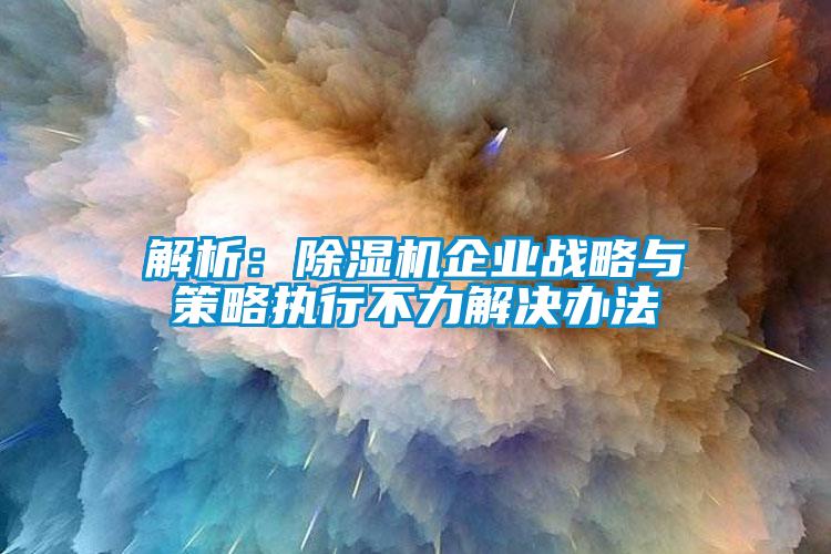 解析：除濕機企業(yè)戰(zhàn)略與策略執(zhí)行不力解決辦法