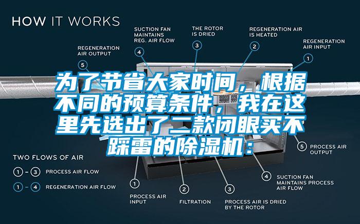 為了節(jié)省大家時間，根據(jù)不同的預算條件，我在這里先選出了二款閉眼買不踩雷的除濕機：